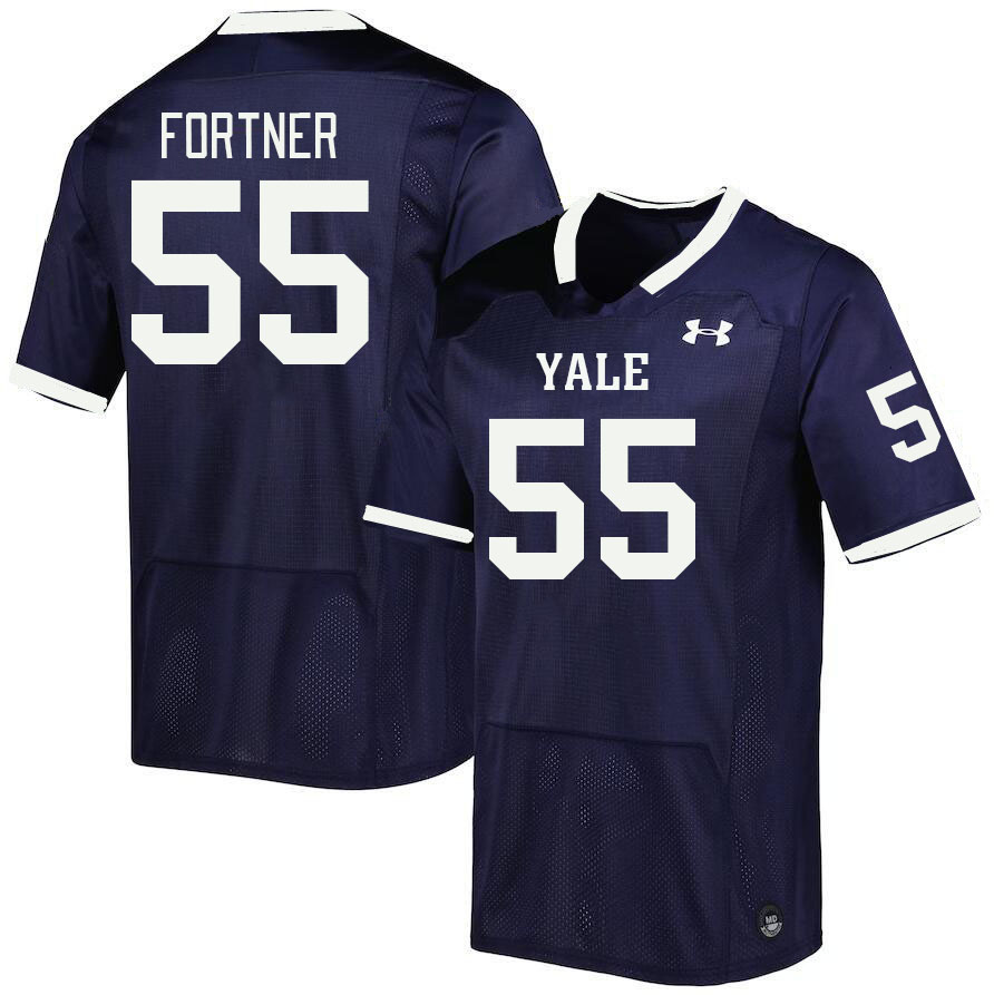 Men-Youth #55 Joey Fortner Yale Bulldogs 2023 College Football Jerseys Stitched Sale-Blue